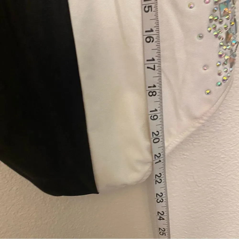 Glamour Black and White Sequin Split-Panel Dance Leotard